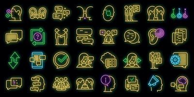 Discussion icons set vector neon