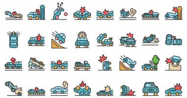 Car accident icons set vector flat