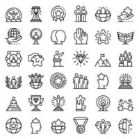 Excellence icons set, outline style vector