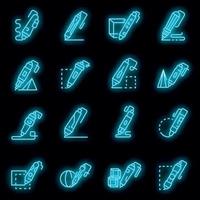 3d pen icons set vector neon