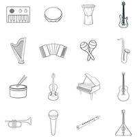 Musical instruments icon set outline