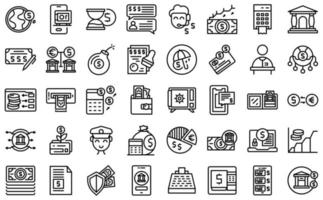 Banking transactions icons set outline vector. Financial bank vector