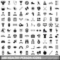 100 healthy person icons set, simple style vector