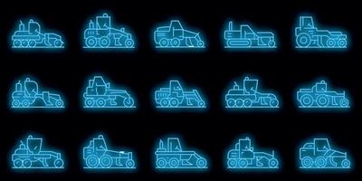 Grader machine icons set vector neon