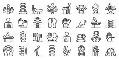 Osteopathy icons set, outline style vector