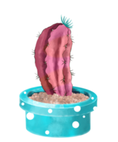 cactus acuarela en maceta png