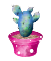 Watercolor Cactus in Pot png