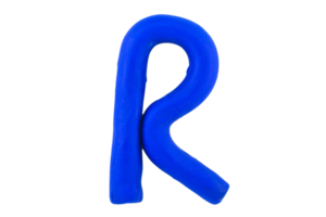 alphabet r anglais lettres colorées lettres faites à la main moulées à partir d'argile de pâte à modeler isolées sur fond blanc png