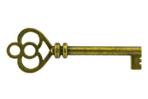 clé vintage clé d'or antique sur fond blanc png
