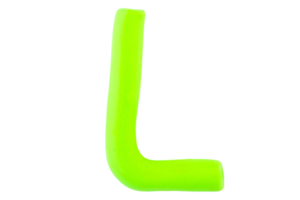 alfabet l engels kleurrijke letters handgemaakte letters gegoten uit plasticine klei op geïsoleerde witte achtergrond png