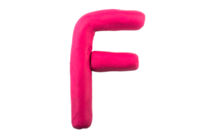 alfabeto f letras coloridas inglesas letras artesanais moldadas a partir de argila de plasticina em fundo branco isolado png