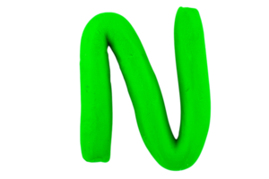 alfabet n engels kleurrijke letters handgemaakte letters gegoten uit plasticine klei op geïsoleerde witte achtergrond png