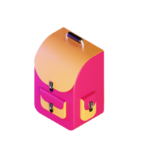 bolso de escuela del icono del objeto del ejemplo 3d png