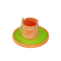 3d illustration objet icône seau en bois png