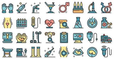 Gynecologist icons set vector flat