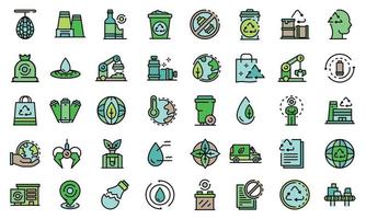 iconos de fábrica de reciclaje establecer vector de color de línea