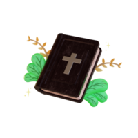 illustration 3d de pâques, bible avec des plantes png