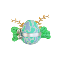 Easter 3d illustration, eggs and plants png