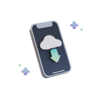 cloudopslag, telefoon downloaden 3d illustratie png