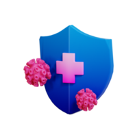 Schild Virus, Gesundheit und Medizin-Symbol, 3D-Illustration png
