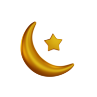 icono de elemento islámico de ramadán 3d, luna creciente y estrellas png