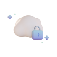 Cloud System, lock 3d illustration png