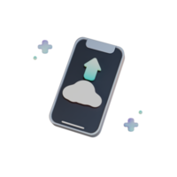 cloud-speicher, telefon-upload 3d-illustration png