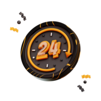 24-Stunden-Symbol, 3D-Illustration E-Commerce png