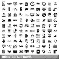 100 interface icons set, simple style vector