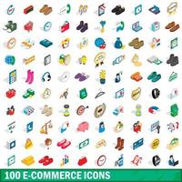 100 iconos de comercio electrónico, estilo isométrico 3d vector