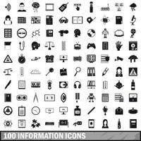 100 information icons set, simple style vector