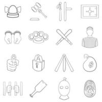 Crime icon set outline vector