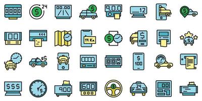 Taximeter icons set line color vector