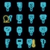 Thermal imager icons set vector neon