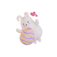 illustrazione 3d di pasqua, coniglio che abbraccia uovo png