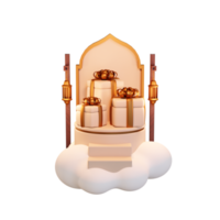 pódio islâmico do ramadã com ilustração 3d de caixa de presente png
