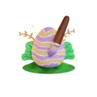 Easter 3d illustration, painting eggs png