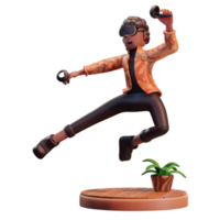 Character Boy with Virtual Reality device, Metaverse 3d Illustration png