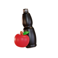 3d icona palestra, bottiglia d'acqua e mela png