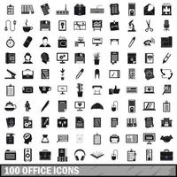 100 office icons set, simple style vector