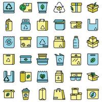 Eco packaging icons set vector flat