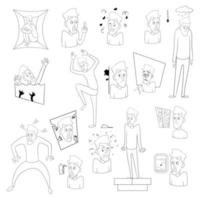 esquema de conjunto de iconos de varias fobias vector