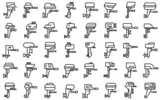 Outboard motor icons set outline vector. Boat engine vector