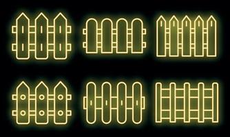 Fence icons set vector neon