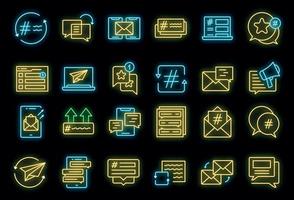 Cross-posting icons set vector neon