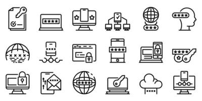 Multi-factor authentication icons set, outline style vector