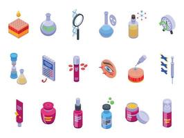 Anti-aging cosmetics icons set isometric vector. Face beauty vector