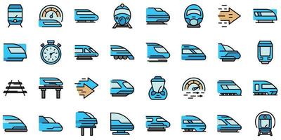 High-speed transportation icons set line color vector