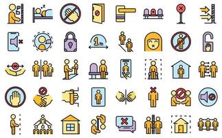 Avoid contact icons set line color vector