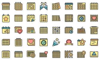 Event planner icons set line color vector